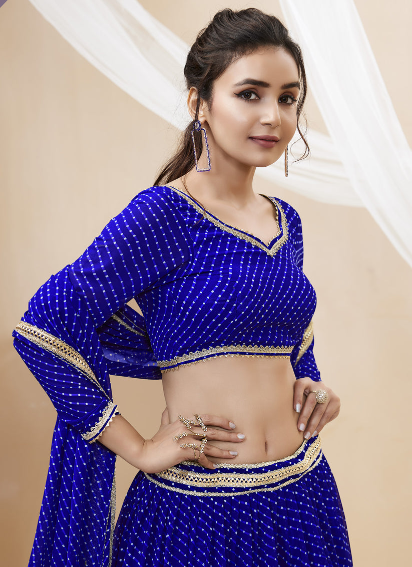 Royal Blue Leheriya Print Georgette Lehenga Choli