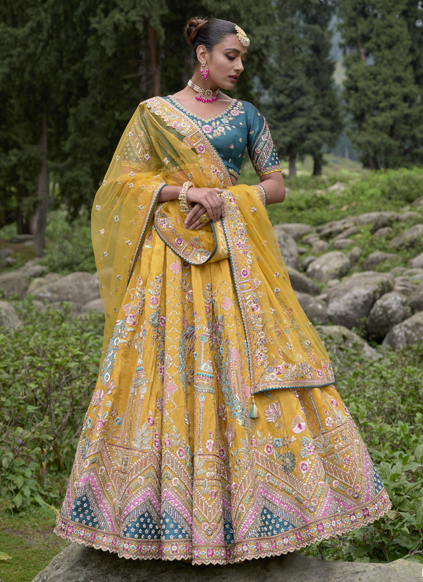 Sunny Yellow Silk Viscose Designer Lehenga Choli