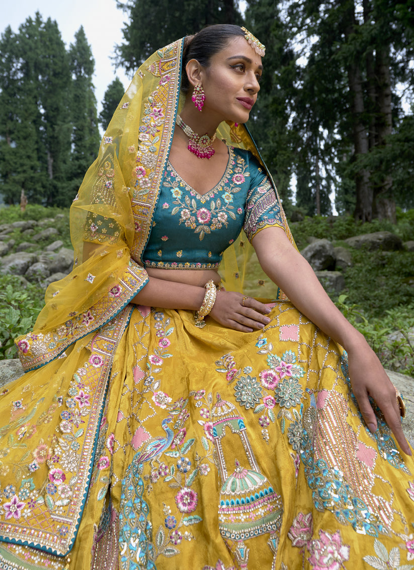 Sunny Yellow Silk Viscose Designer Lehenga Choli