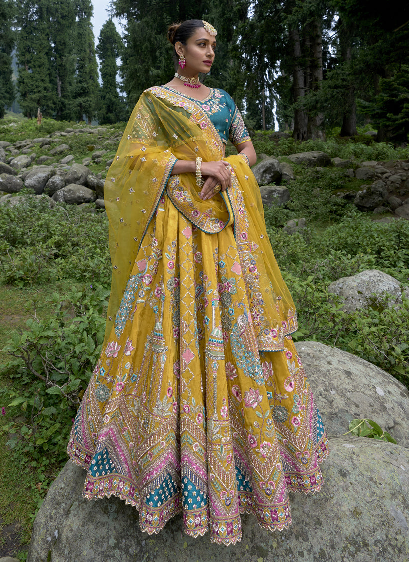 Sunny Yellow Silk Viscose Designer Lehenga Choli