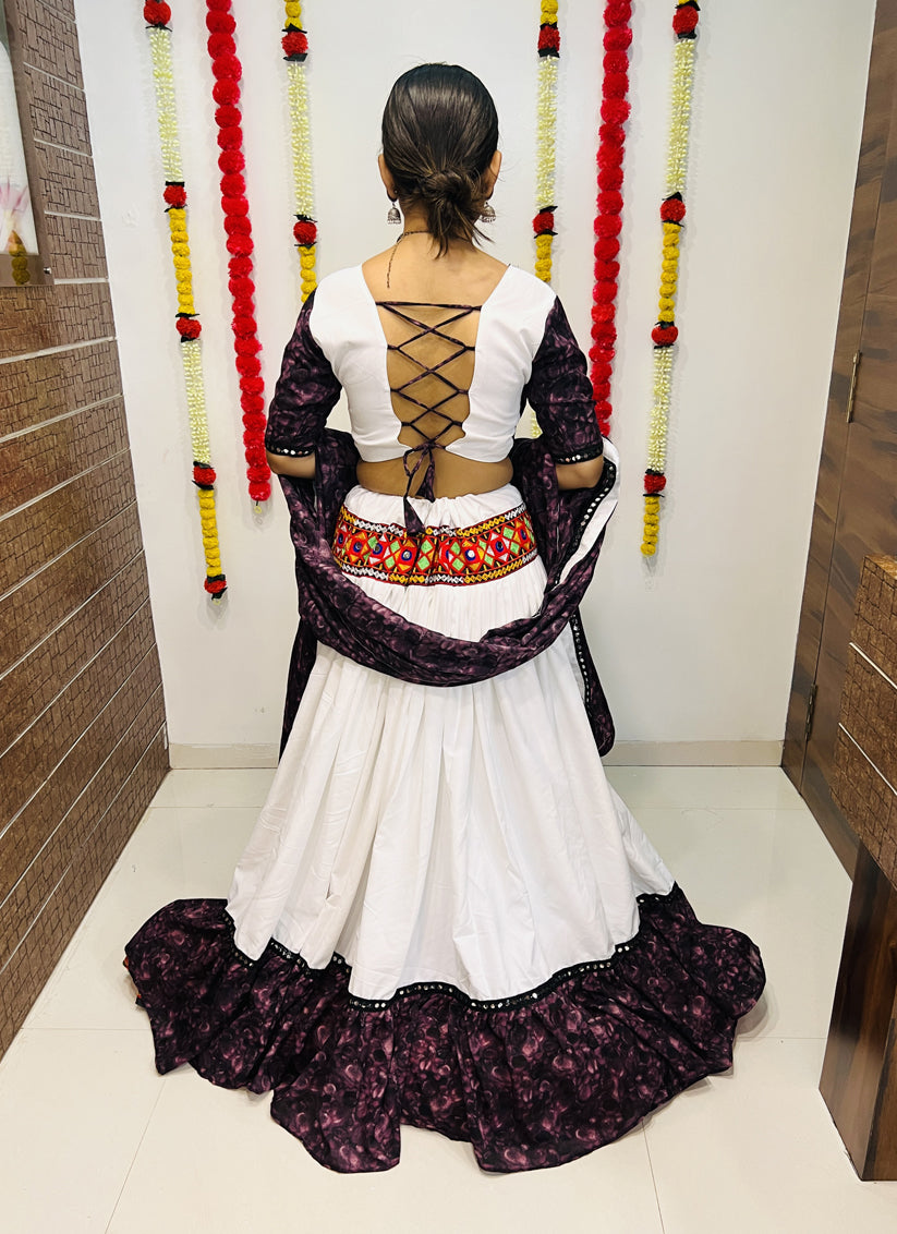 White Art Silk Navratri Specials Chaniya Choli