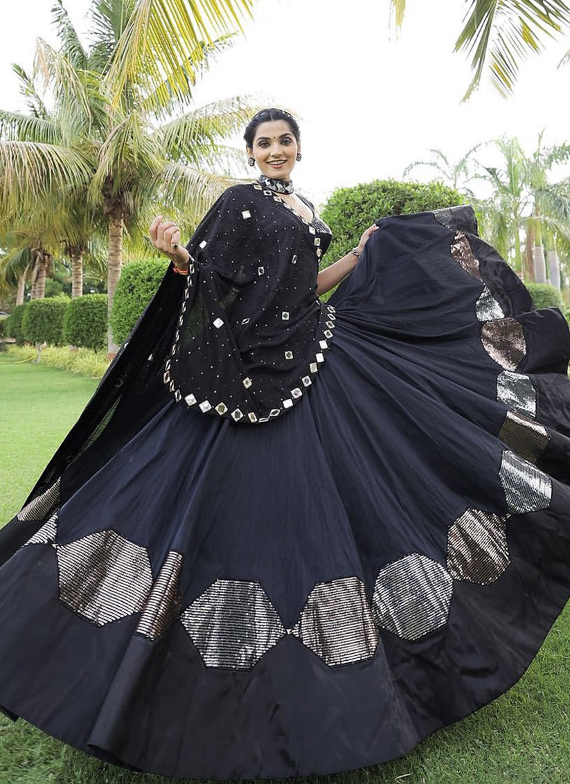 Black Art Silk Navratri Specials Chaniya Choli