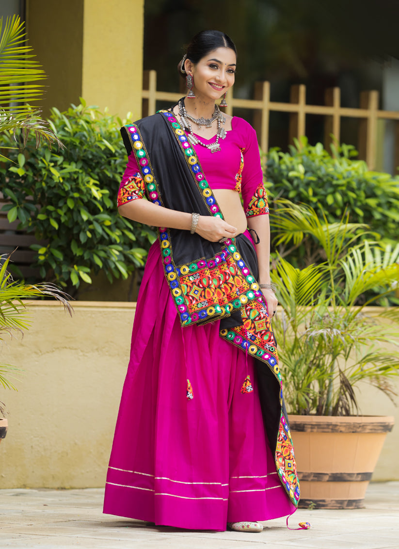 Rani Pink Pure Cotton Navratri Special Chaniya Choli