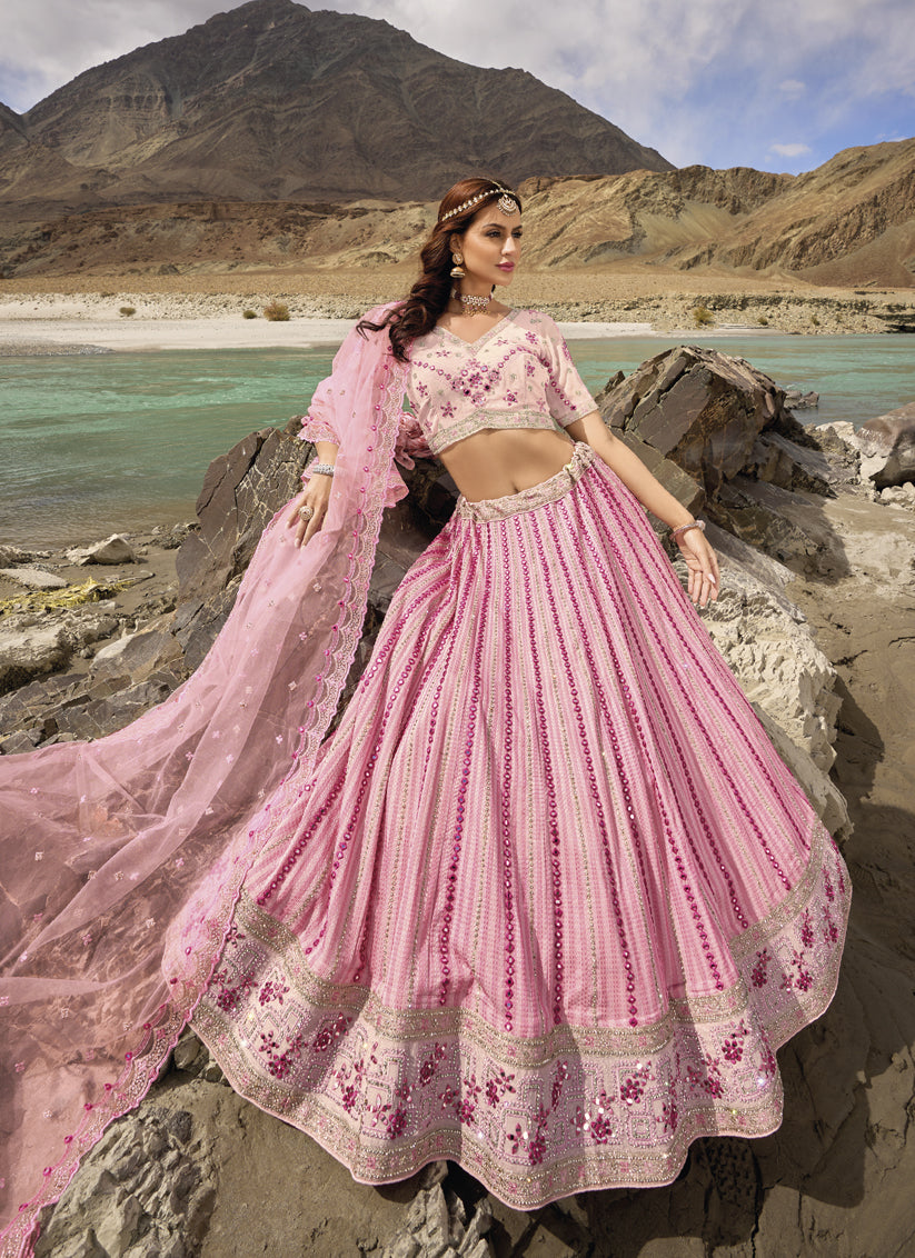 Rose Pink Heavy Designer Lehenga Choli Set