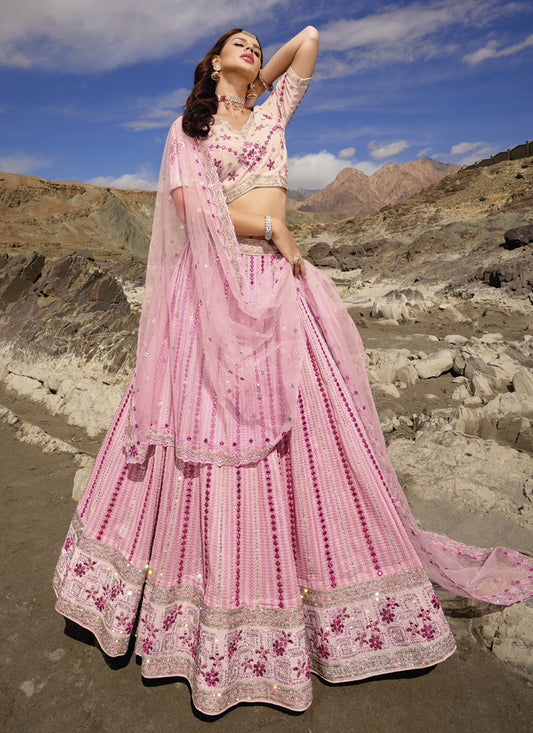 Rose Pink Heavy Designer Lehenga Choli Set
