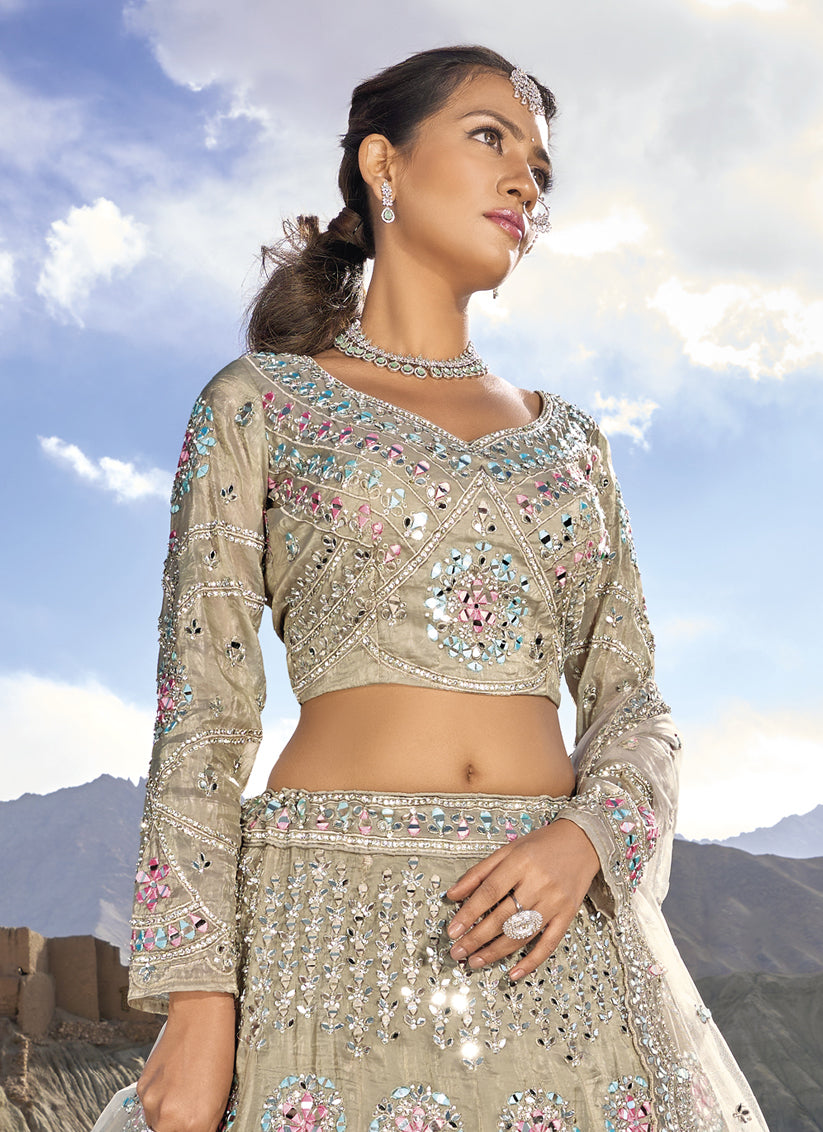 Dusty Beige Heavy Designer Lehenga Choli Set