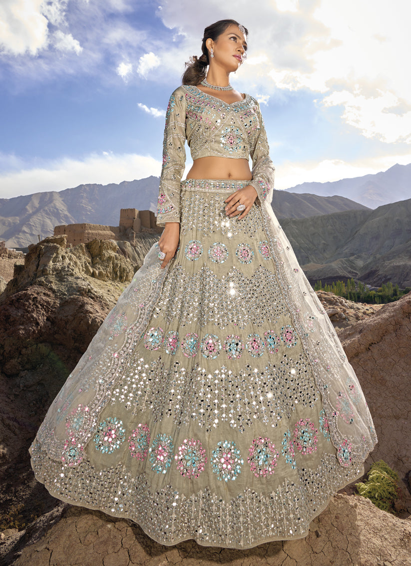 Dusty Beige Heavy Designer Lehenga Choli Set