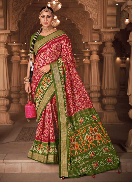 Red Silk Patola Printed Saree