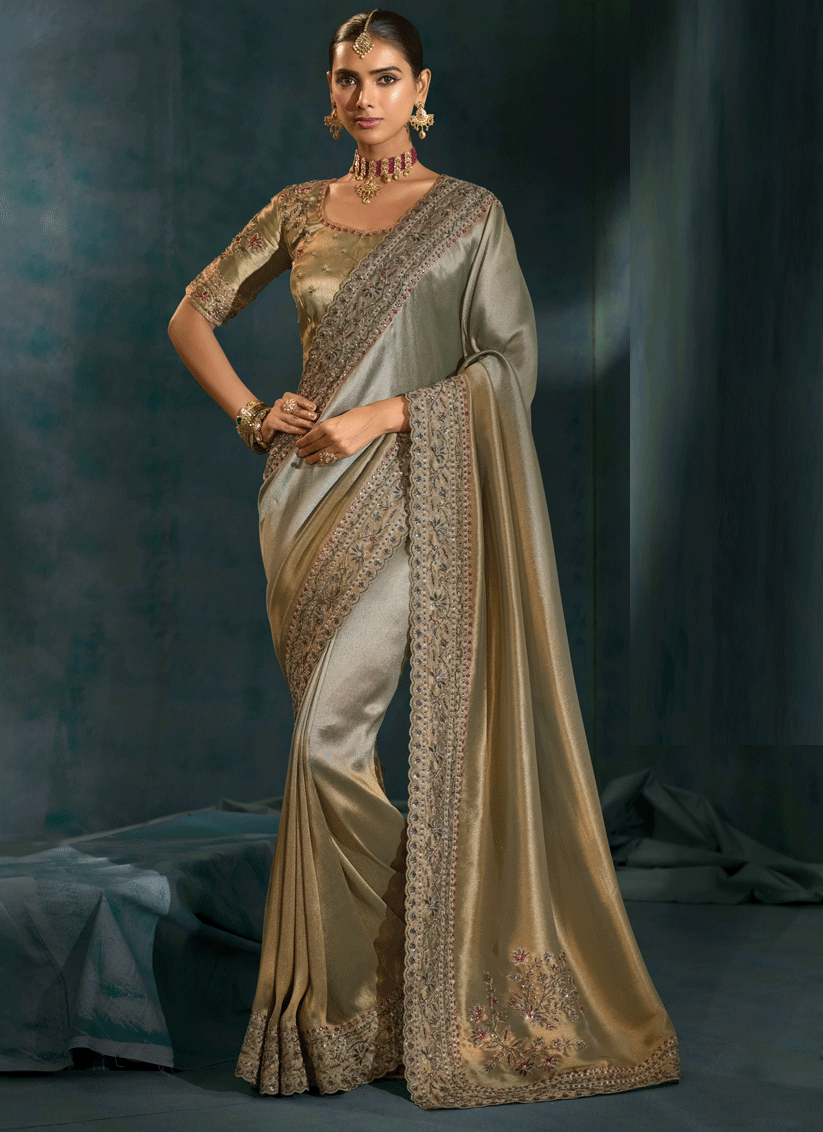 Elegant Soft Grey Pure Silk Saree