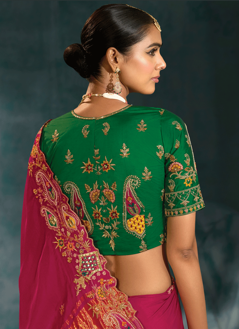 Royal Rani Pink Pure Gaji Silk Saree