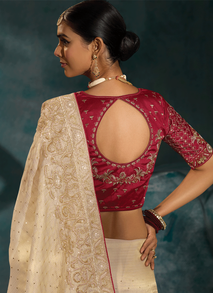Classic Ivory Pure Silk Saree