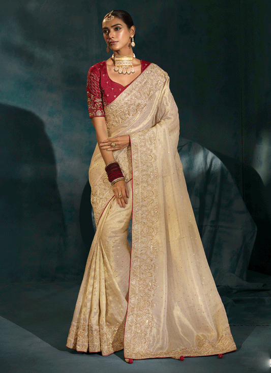 Classic Ivory Pure Silk Saree