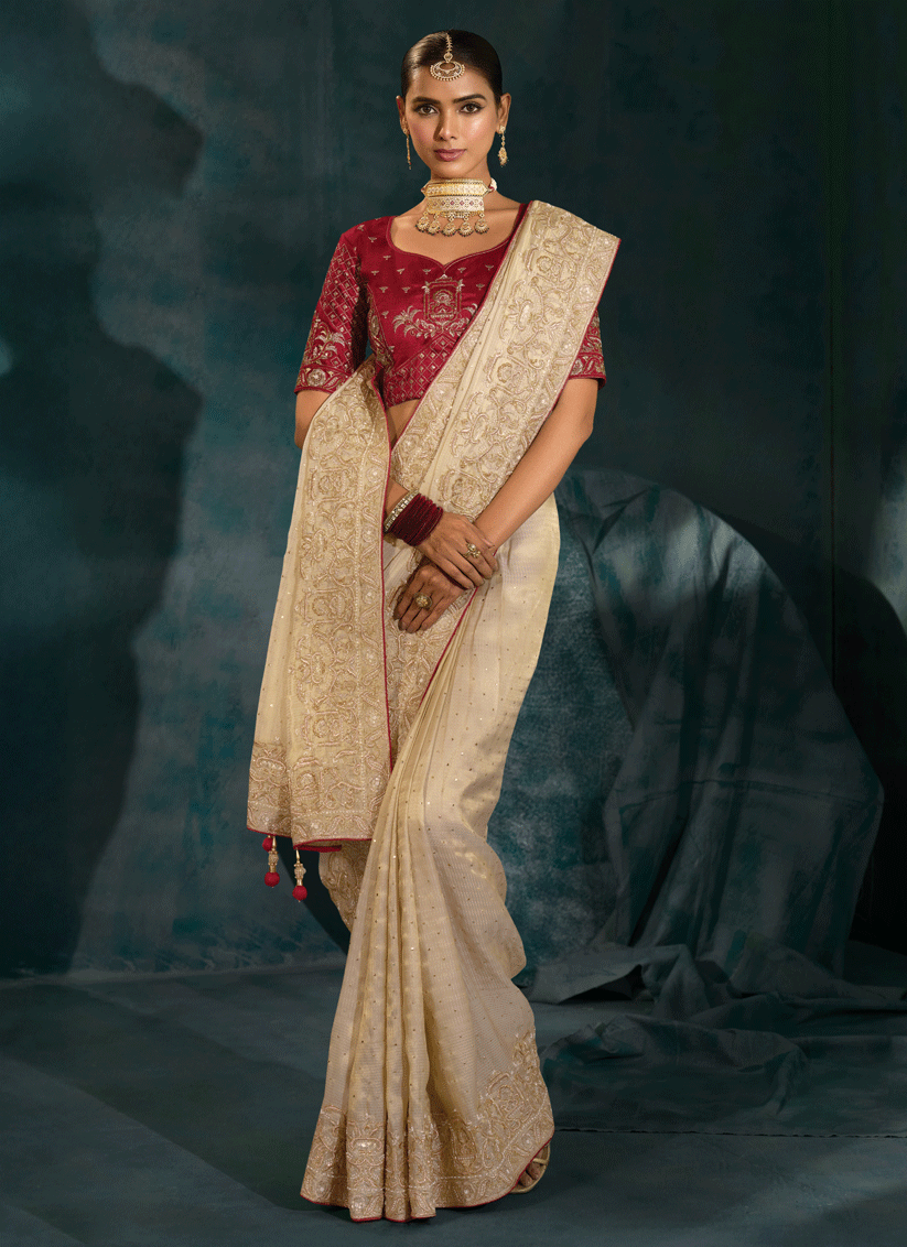 Classic Ivory Pure Silk Saree