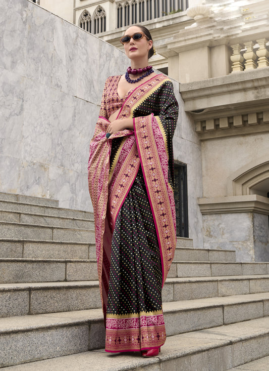 Black Banarasi Silk Woven Saree