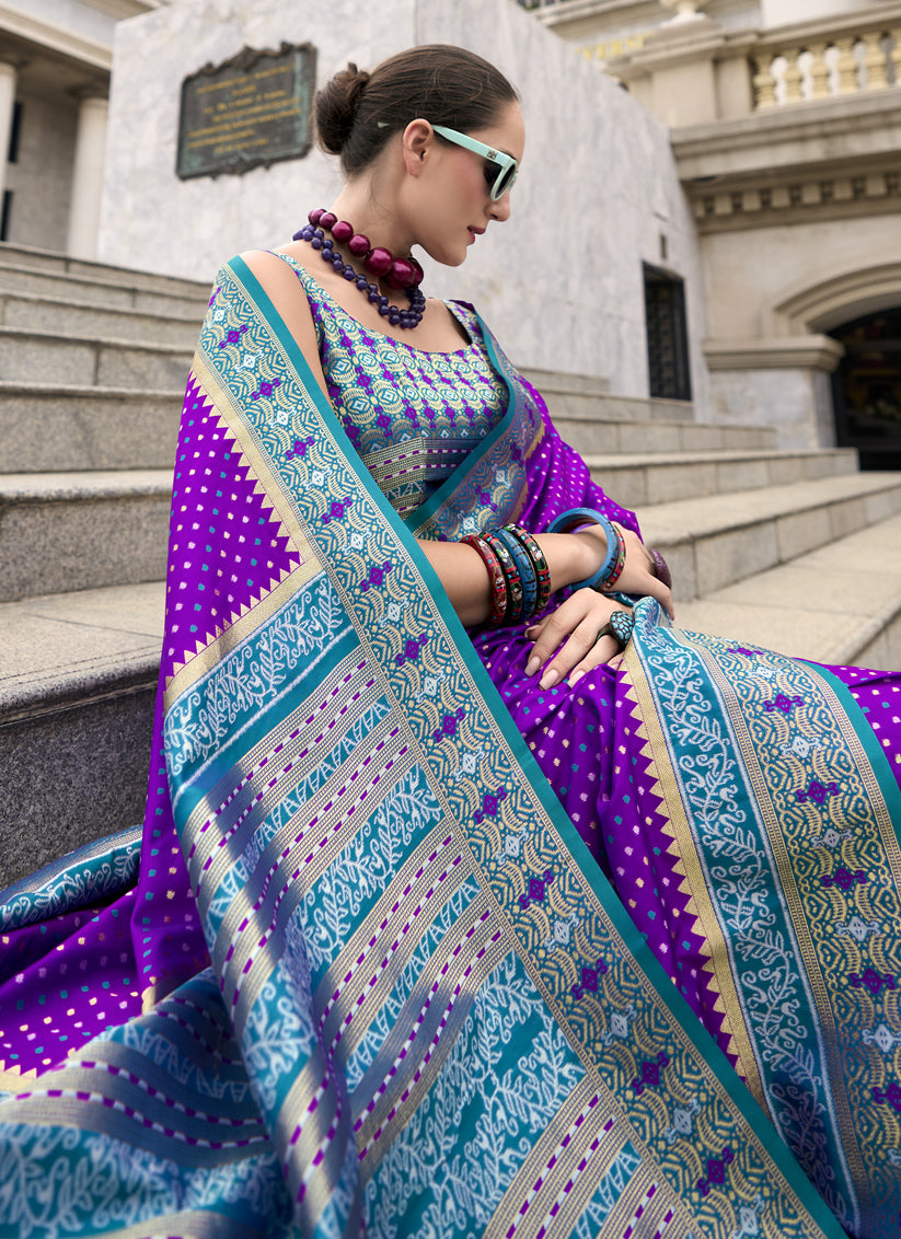 Purple Banarasi Silk Woven Saree