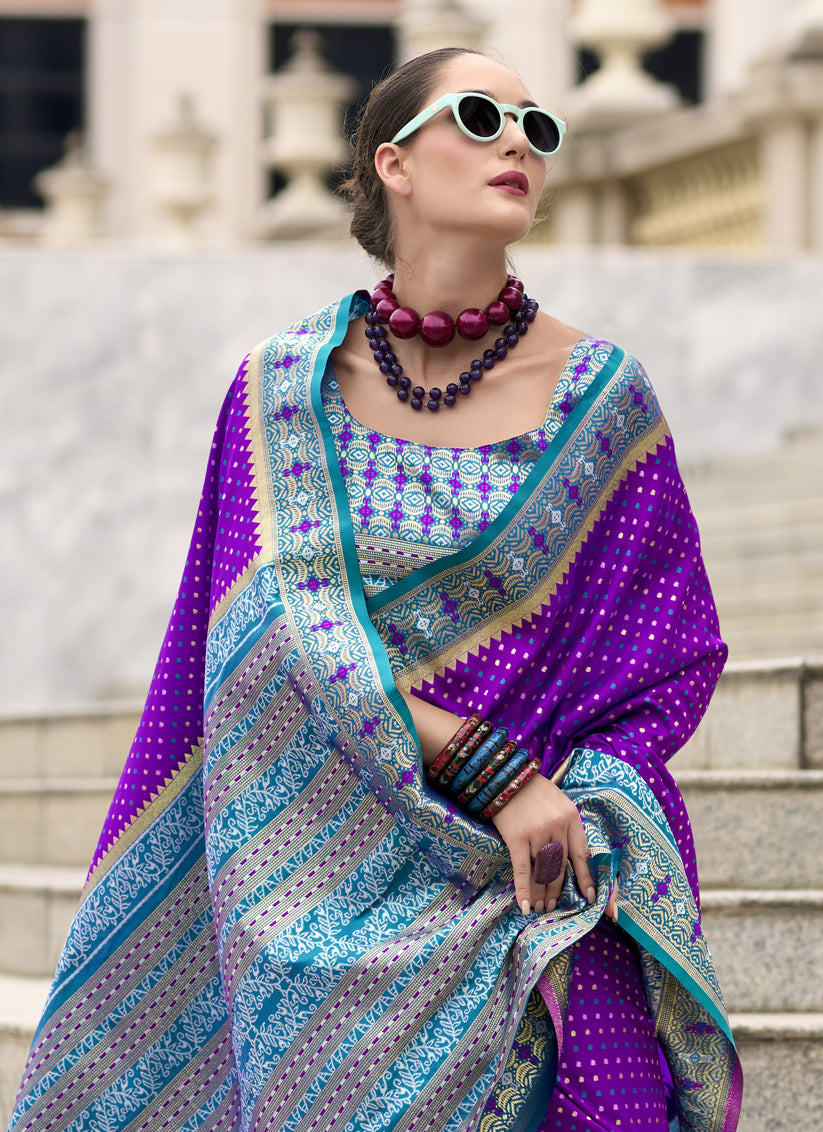 Purple Banarasi Silk Woven Saree