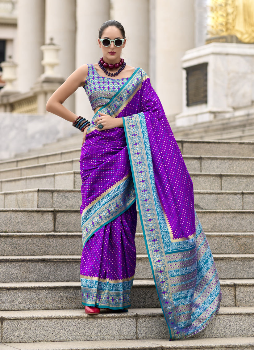 Purple Banarasi Silk Woven Saree