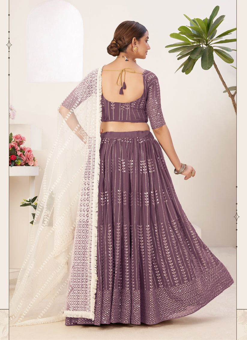 Twilight Lavender Georgette Sequins Lehenga Choli