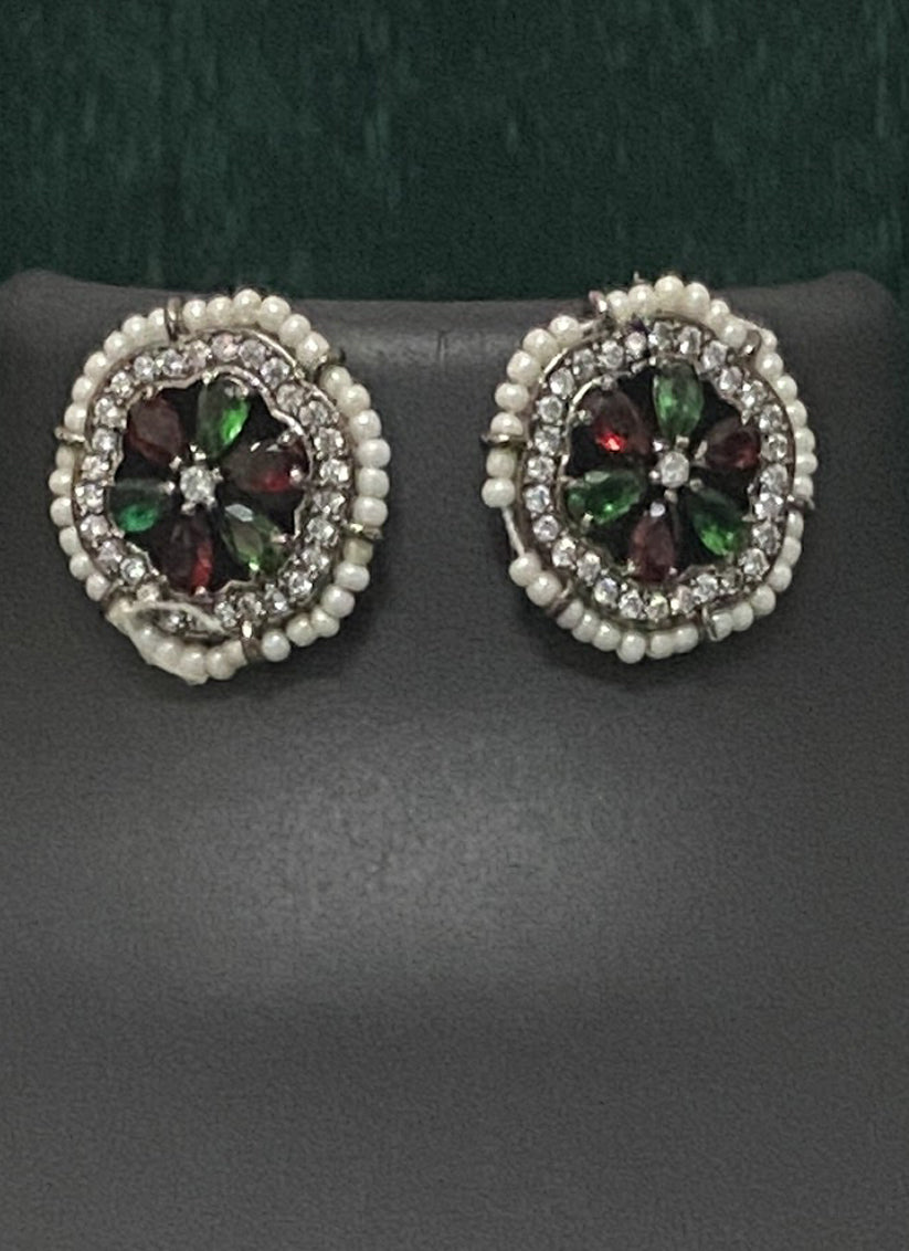Maroon & Green Kundan Choker Necklace Set