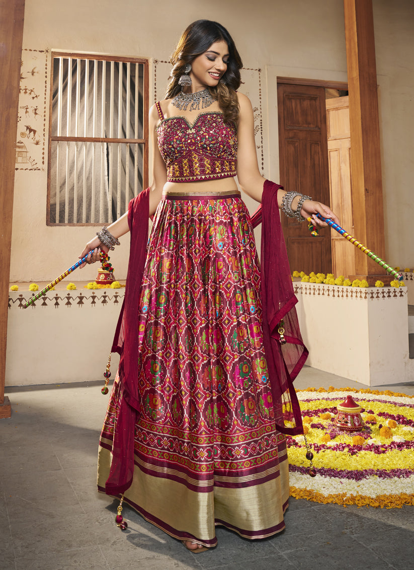 Multicolor Silk Designer Lehenga Choli Set