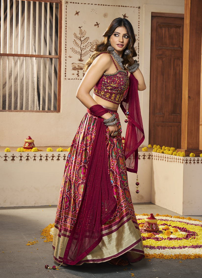 Multicolor Silk Designer Lehenga Choli Set