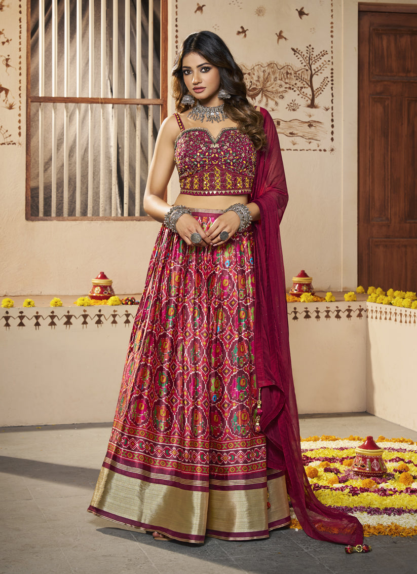 Multicolor Silk Designer Lehenga Choli Set