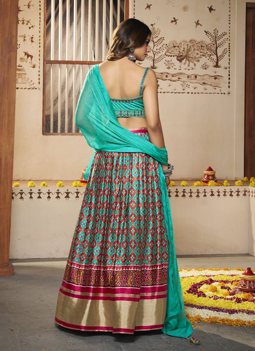 Multicolor Silk Designer Lehenga Choli Set