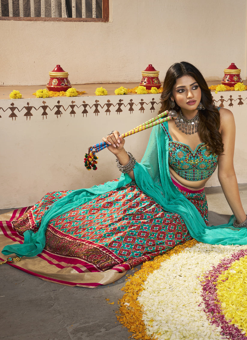 Multicolor Silk Designer Lehenga Choli Set