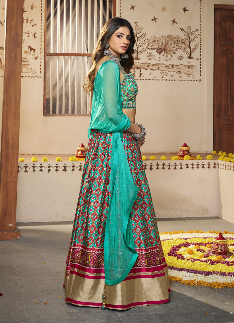 Multicolor Silk Designer Lehenga Choli Set