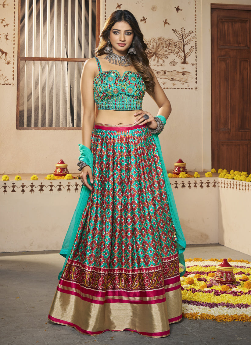 Multicolor Silk Designer Lehenga Choli Set