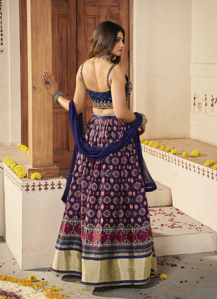 Multicolor Silk Designer Lehenga Choli Set