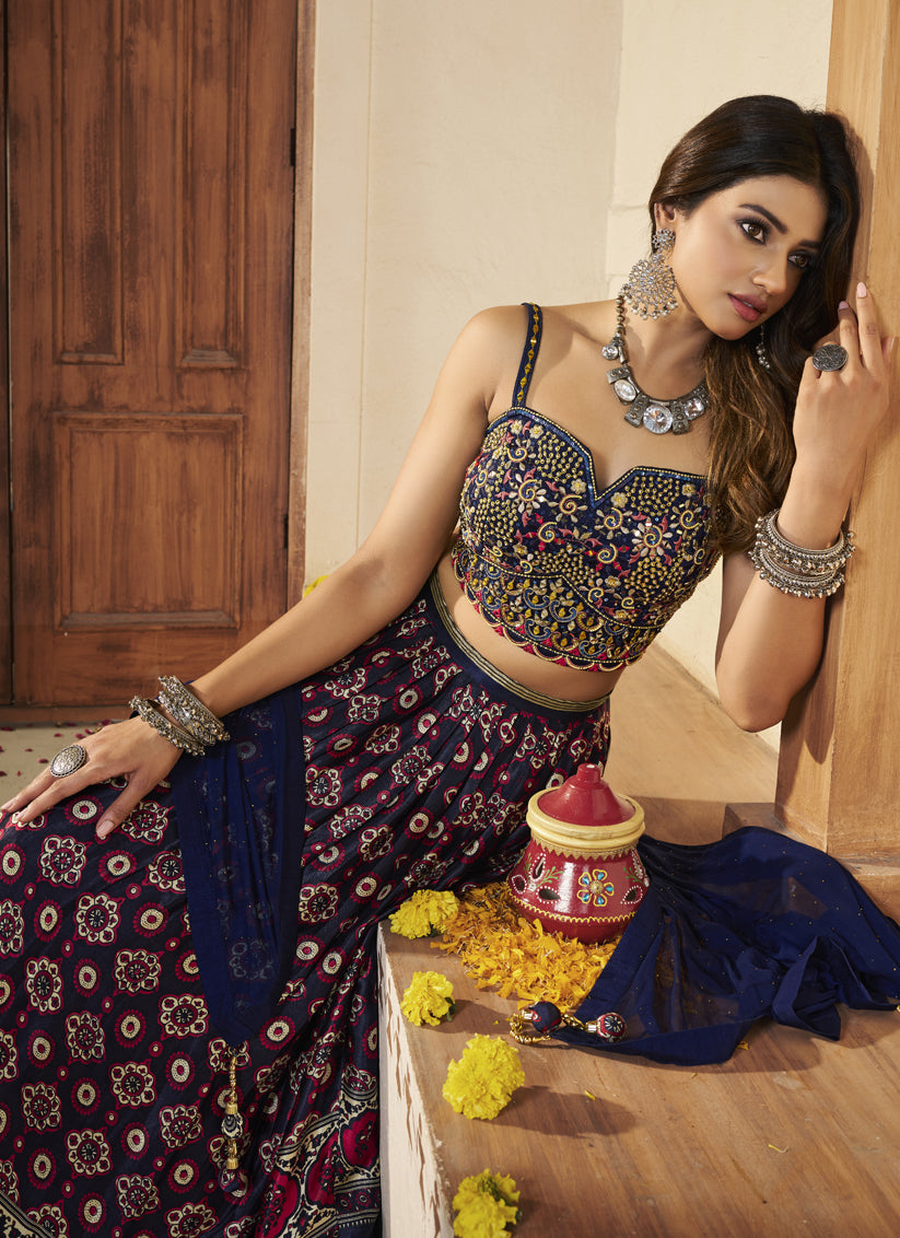 Multicolor Silk Designer Lehenga Choli Set