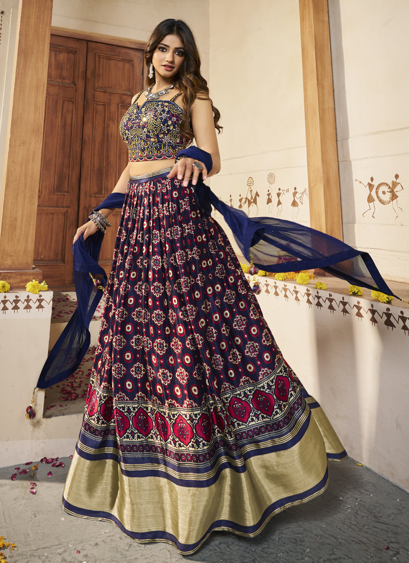 Multicolor Silk Designer Lehenga Choli Set