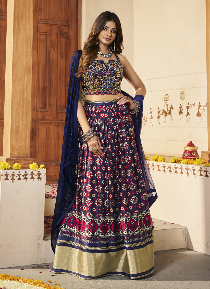 Multicolor Silk Designer Lehenga Choli Set