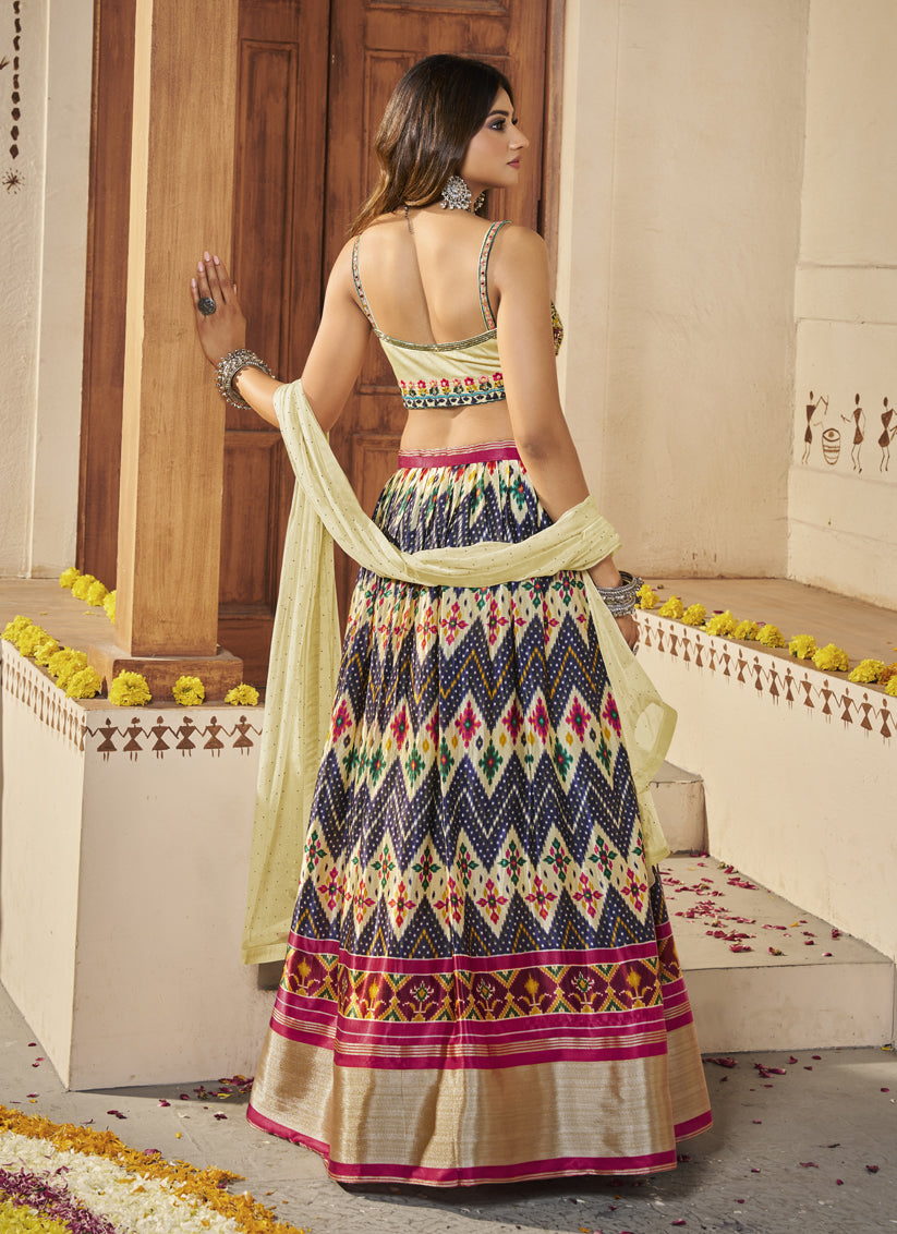 Multicolor Silk Designer Lehenga Choli Set