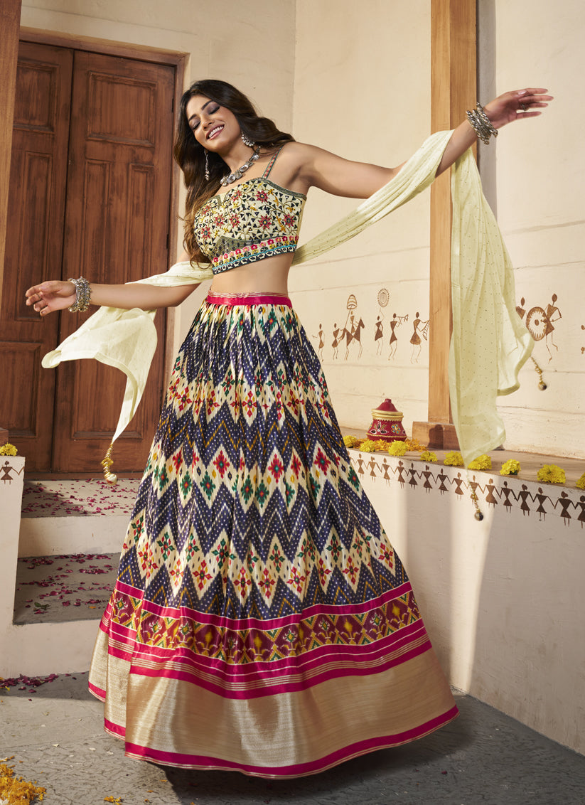 Multicolor Silk Designer Lehenga Choli Set