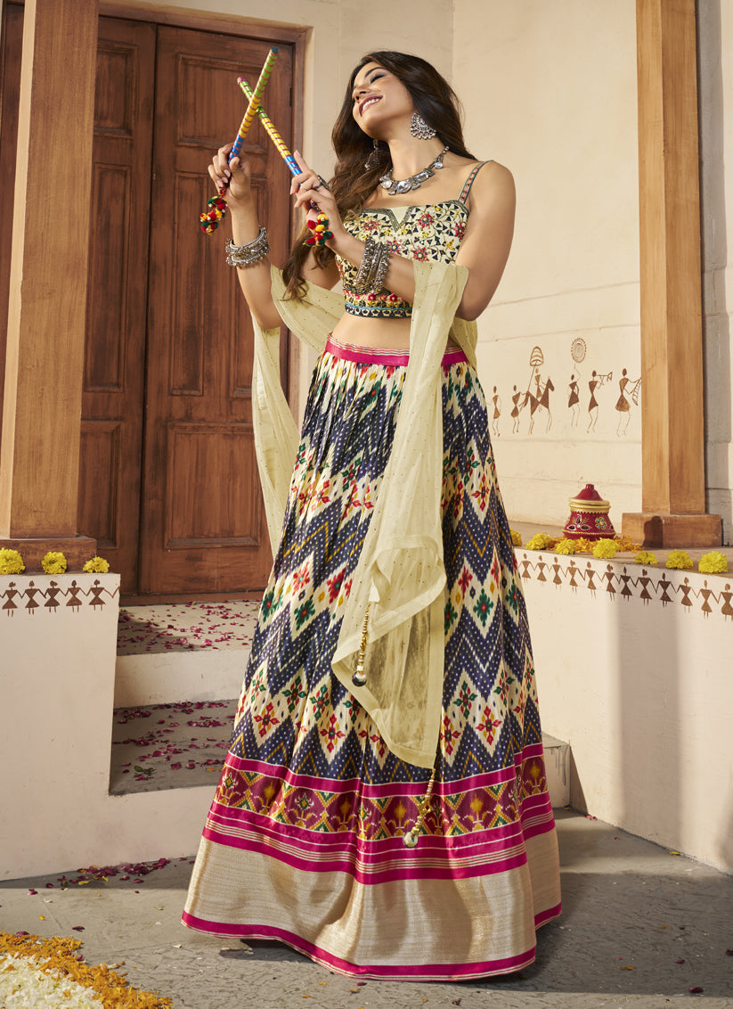 Multicolor Silk Designer Lehenga Choli Set