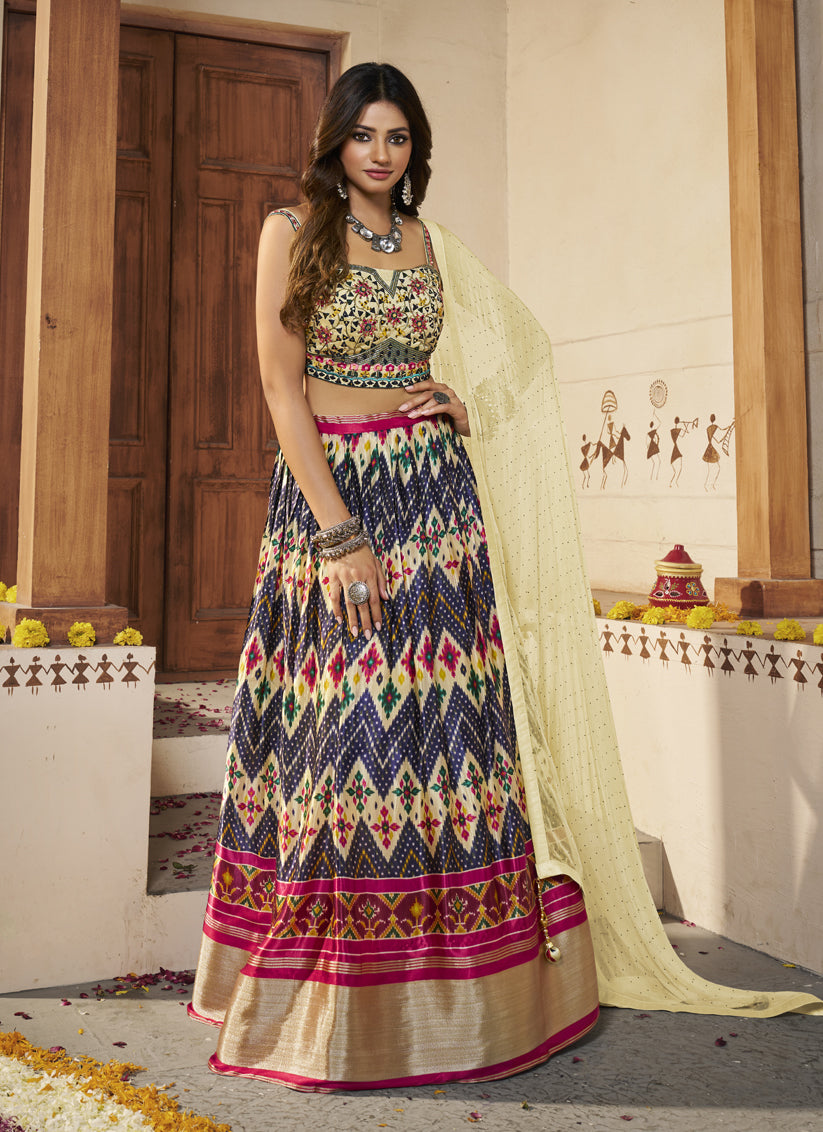 Multicolor Silk Designer Lehenga Choli Set