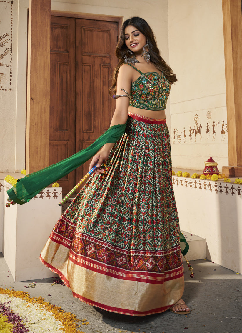 Multicolor Silk Designer Lehenga Choli Set