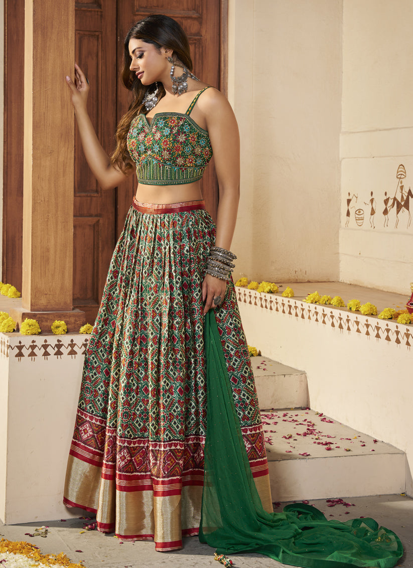 Multicolor Silk Designer Lehenga Choli Set