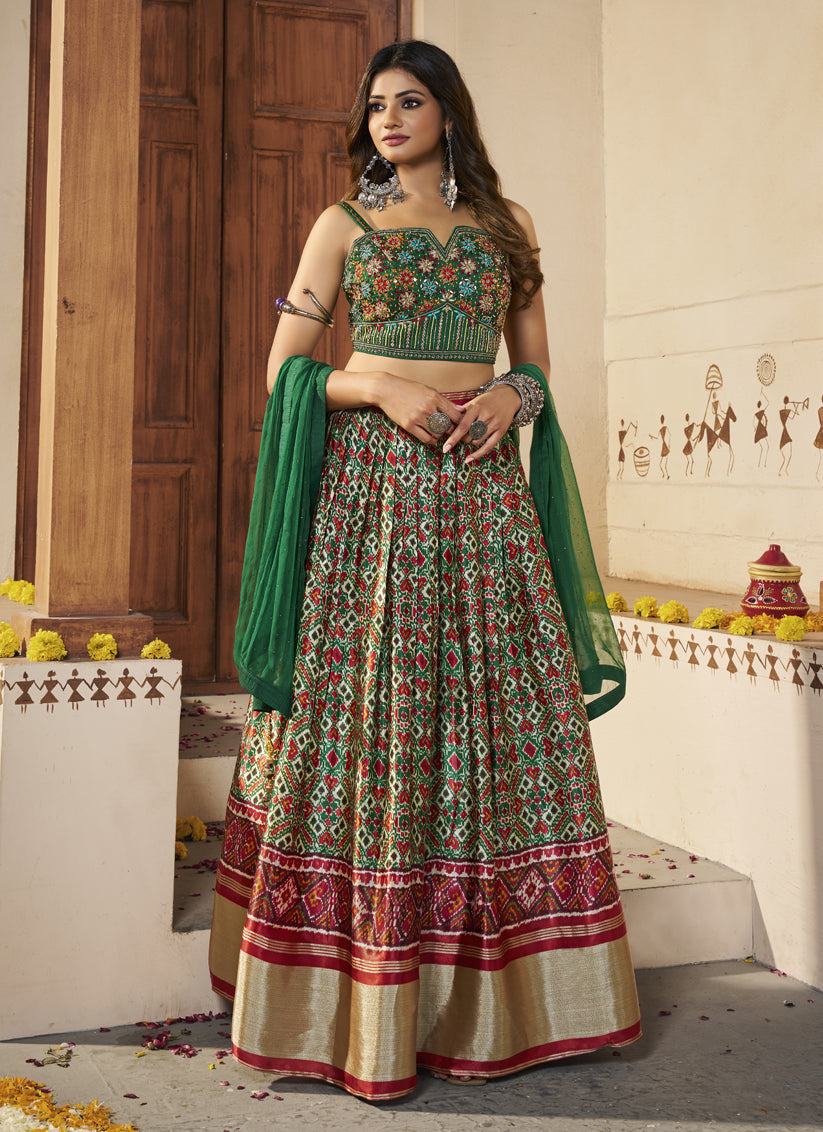 Multicolor Silk Designer Lehenga Choli Set