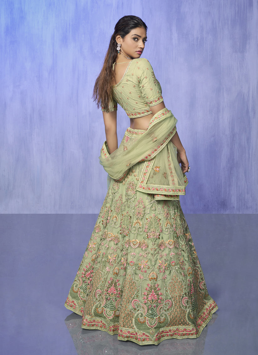 Parrot Green Heavy Designer Lehenga Choli Set