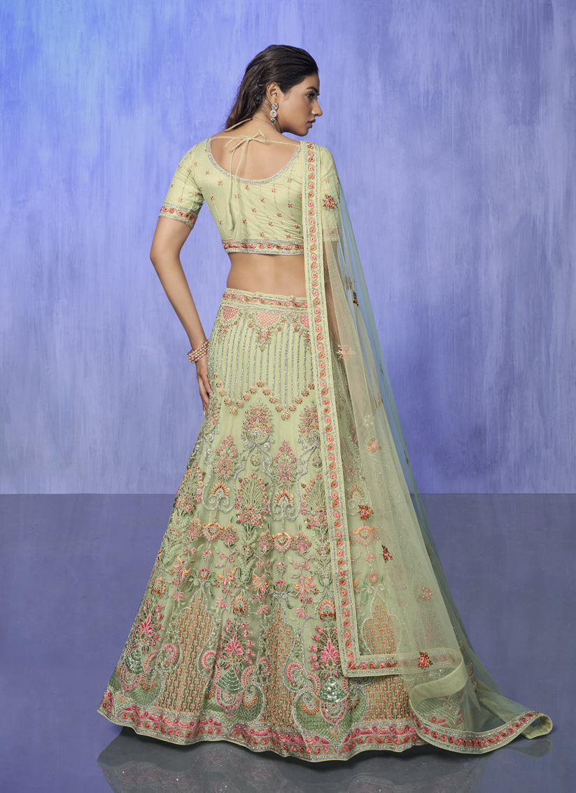 Parrot Green Heavy Designer Lehenga Choli Set