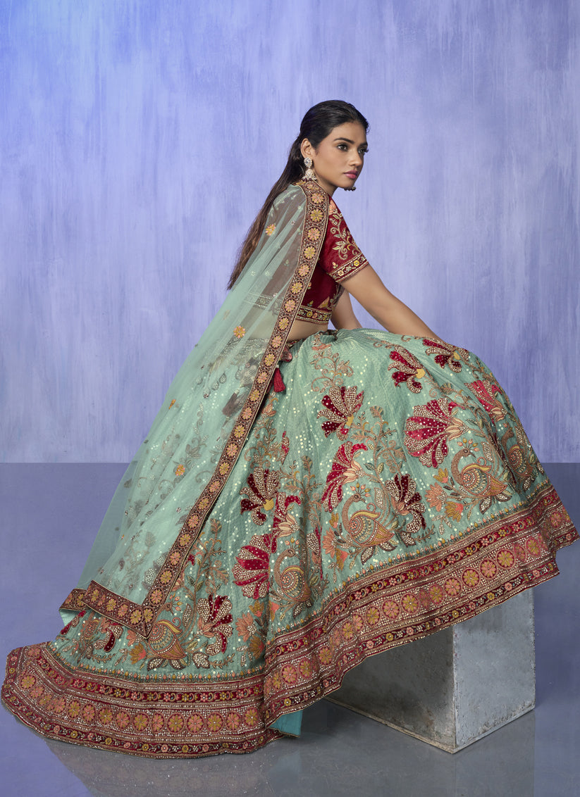 Turquoise Heavy Designer Lehenga Choli Set