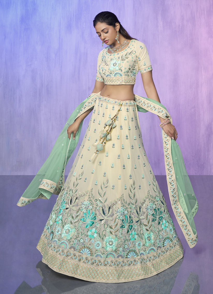 White Heavy Designer Lehenga Choli Set