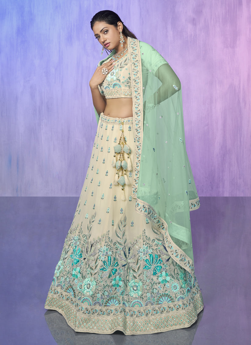 White Heavy Designer Lehenga Choli Set