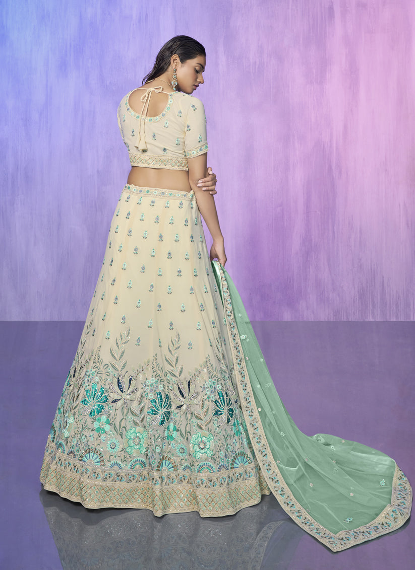 White Heavy Designer Lehenga Choli Set