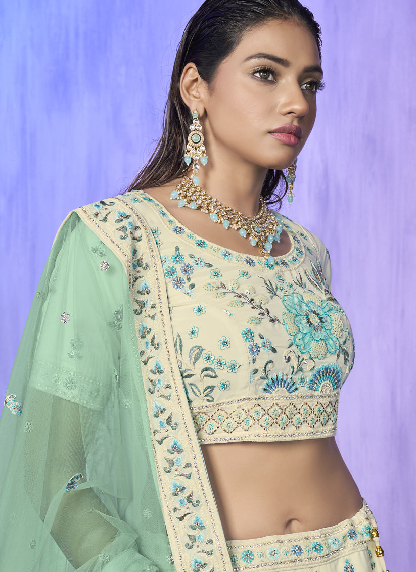 White Heavy Designer Lehenga Choli Set