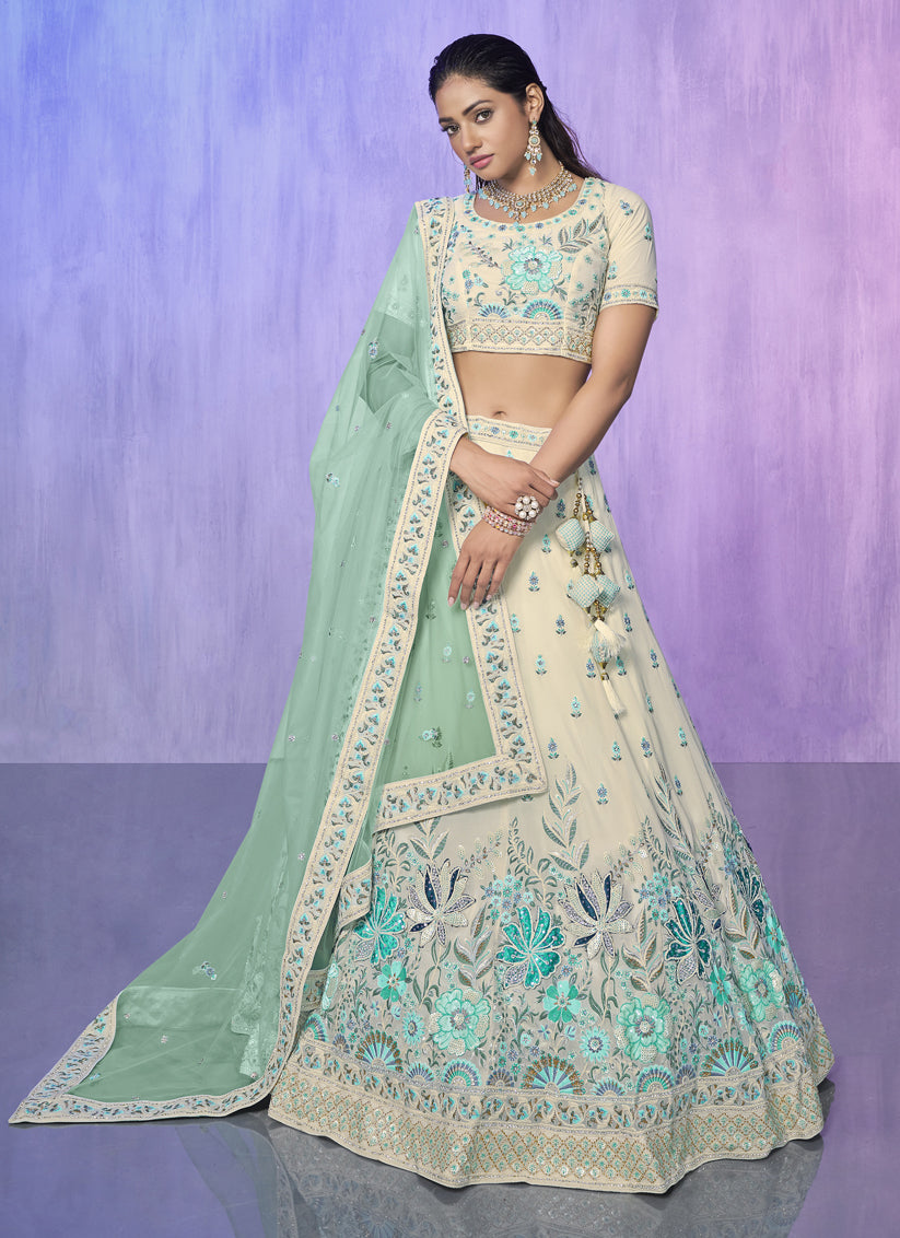 White Heavy Designer Lehenga Choli Set