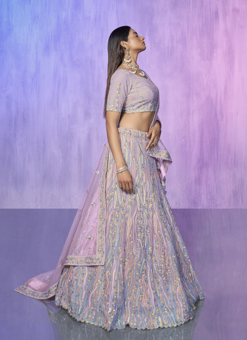 Lavender Heavy Designer Lehenga Choli Set